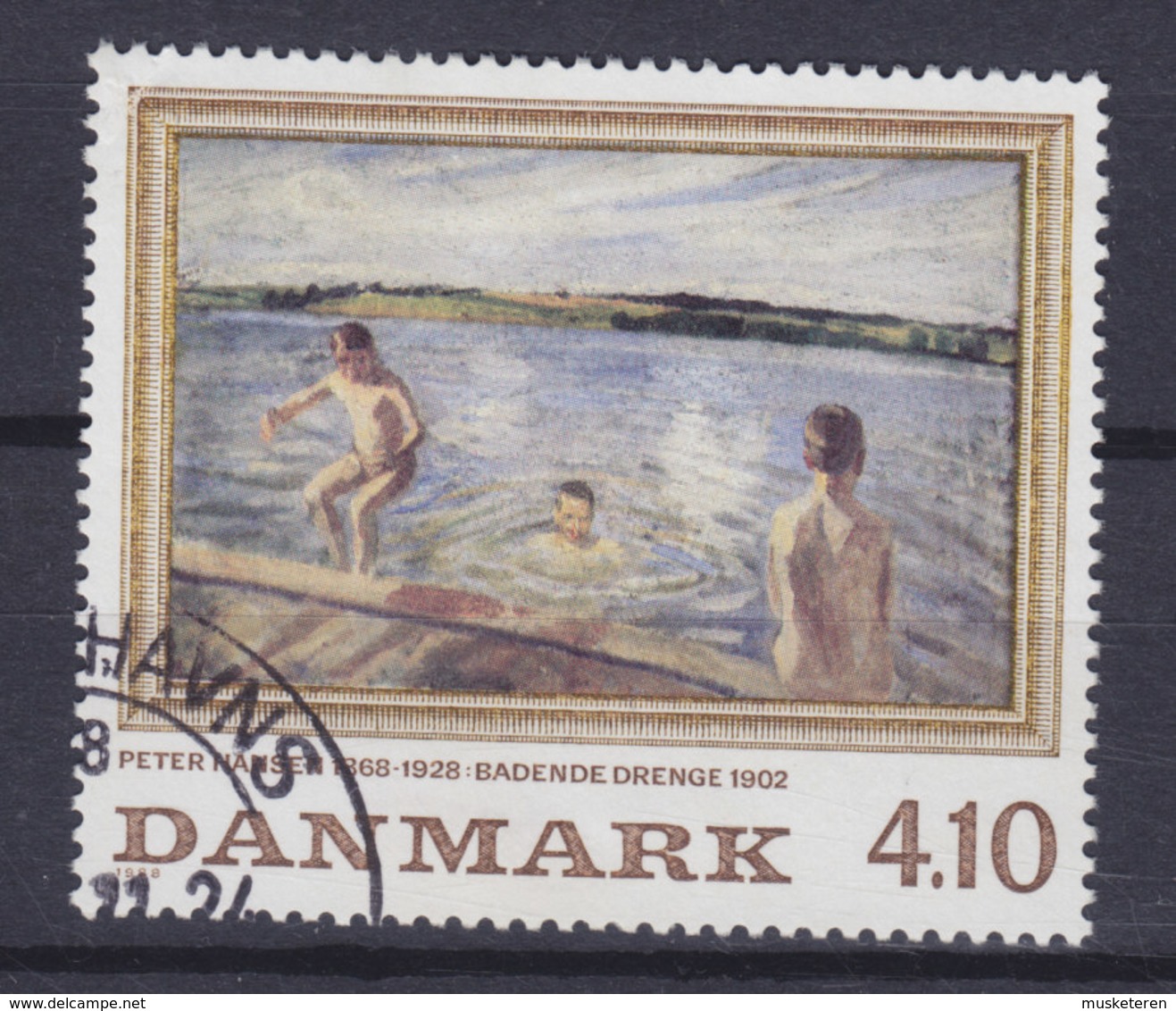 Denmark 1988 Mi. 932    4.10 Kr Gemälde Painting : Badende Jungen Von Peter Hansen - Oblitérés