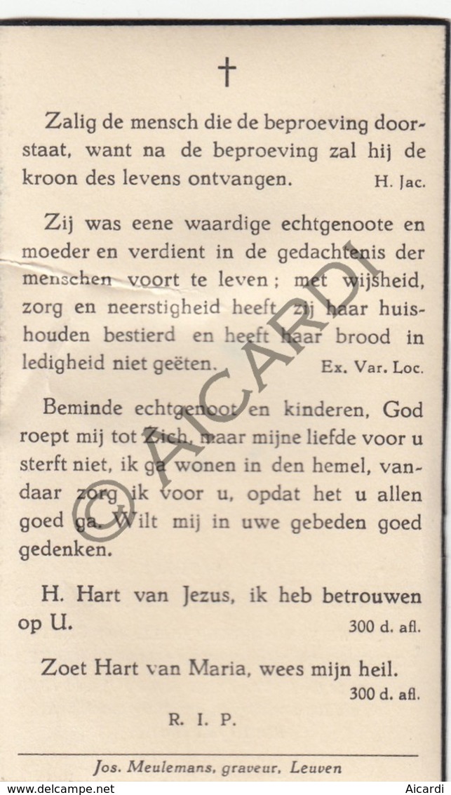 Doodsprentje Maria-Celina Rubbens °1891 Tielt †1941 Echtg. Guilllaume Smets / Alfons Beeken (B241) - Décès