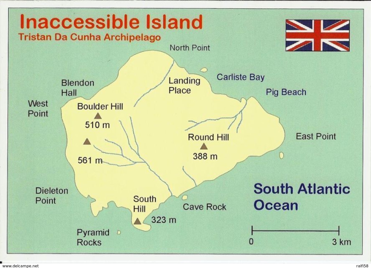 1 MAP Of Inaccessible Island * Landkarte Der Insel Inaccessible - Gehört Zum Archipel Tristan Da Cunha Im Südatlantik * - Landkarten