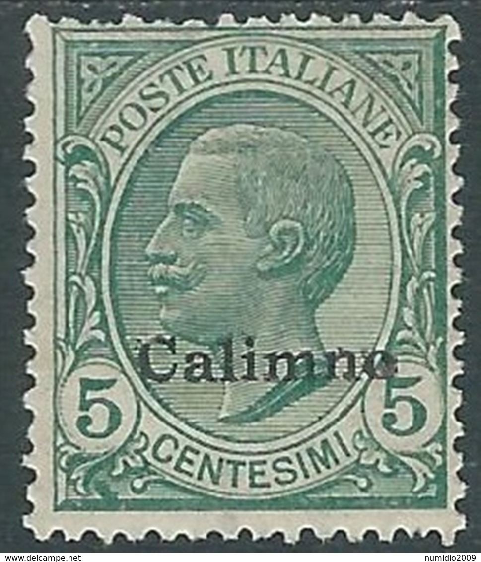 1912 EGEO CALINO EFFIGIE 5 CENT MH * - RA32-3 - Egée (Calino)