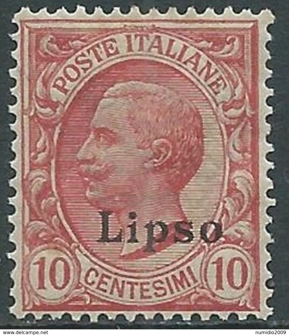 1912 EGEO LIPSO EFFIGIE 10 CENT MNH ** - RA32-3 - Aegean (Lipso)