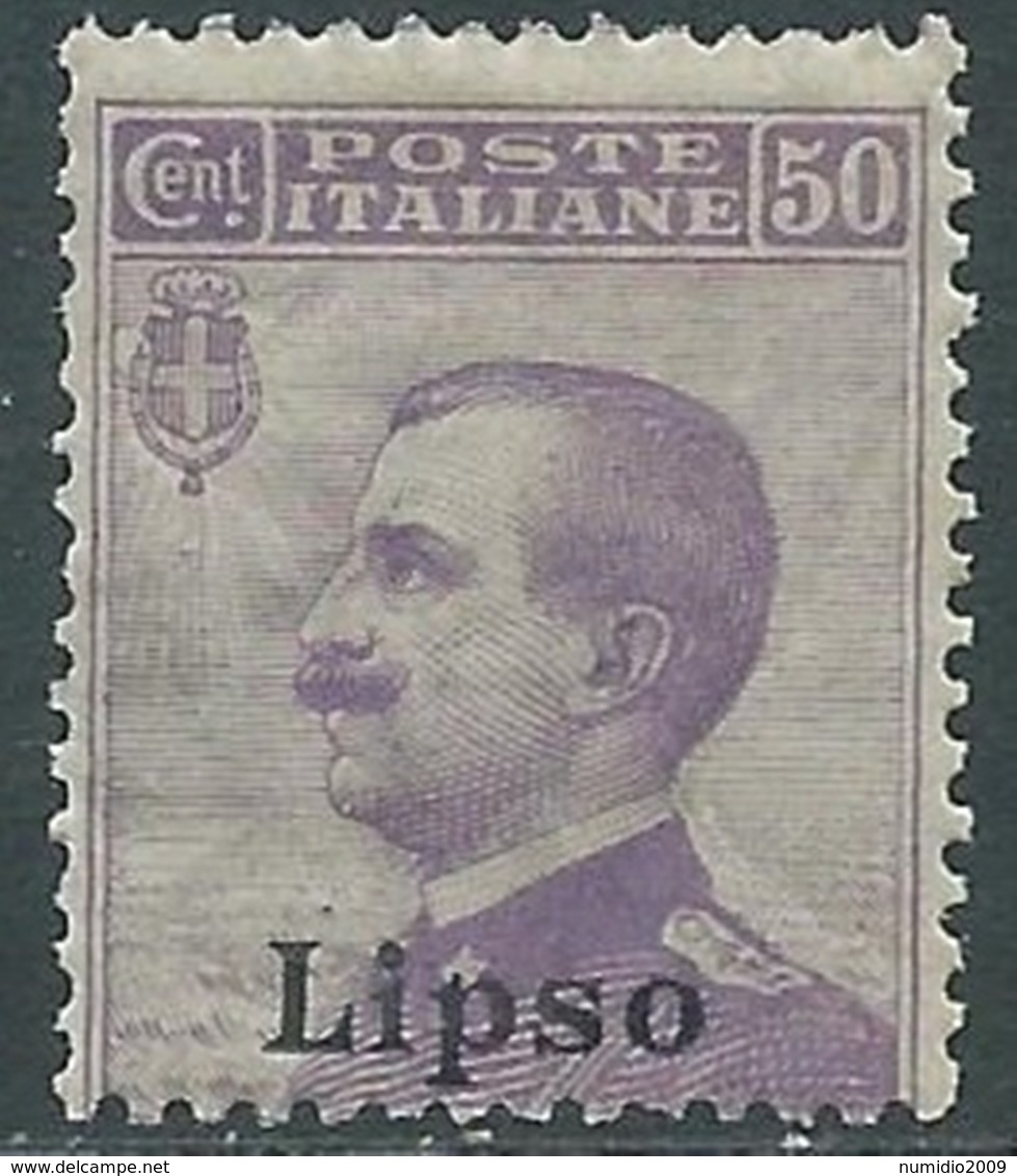 1912 EGEO LIPSO EFFIGIE 50 CENT MNH ** - RA32-4 - Egée (Lipso)