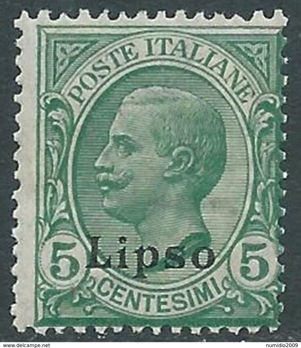 1912 EGEO LIPSO EFFIGIE 5 CENT MNH ** - RA32-4 - Egée (Lipso)