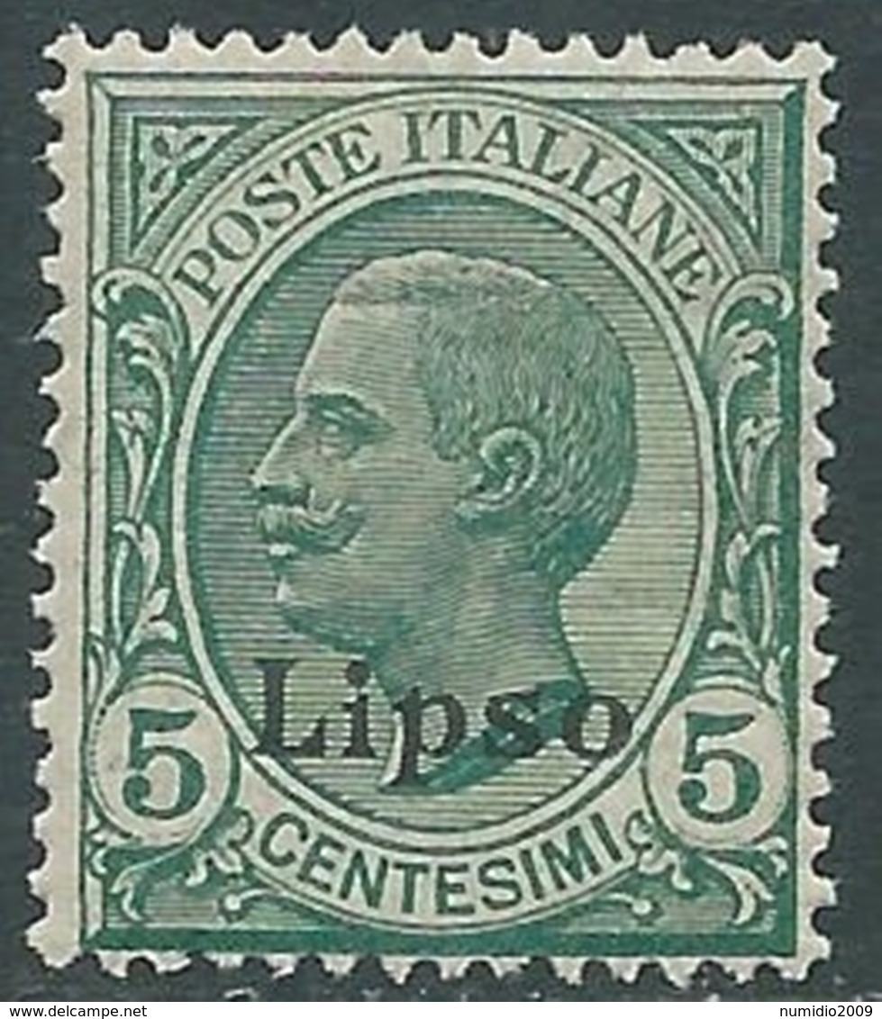 1912 EGEO LIPSO EFFIGIE 5 CENT MNH ** - RA32-5 - Aegean (Lipso)