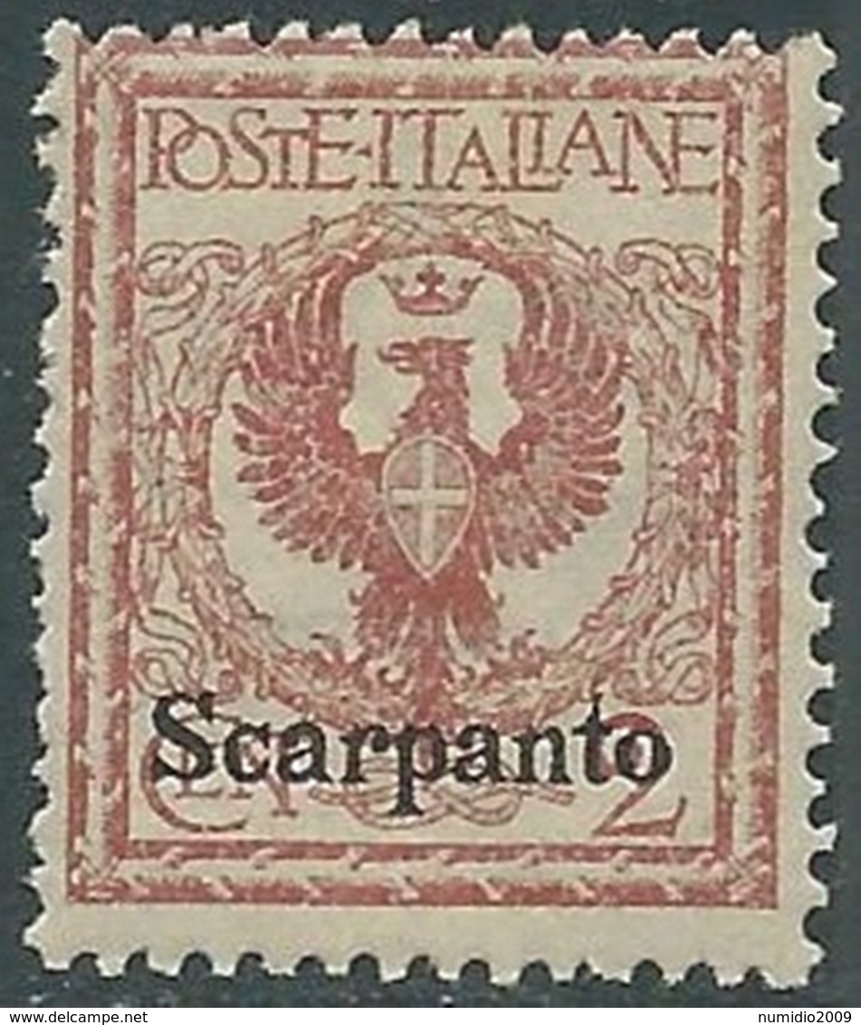 1912 EGEO SCARPANTO AQUILA 2 CENT MNH ** - RA32-8 - Egeo (Scarpanto)