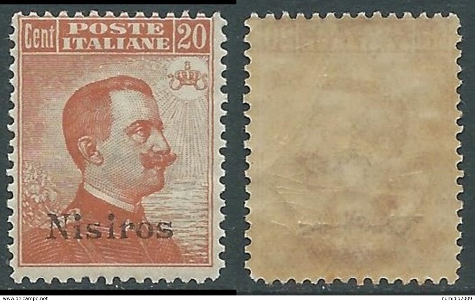 1921-22 EGEO NISIRO EFFIGIE 20 CENT MNH ** - E154-2 - Egée (Nisiro)