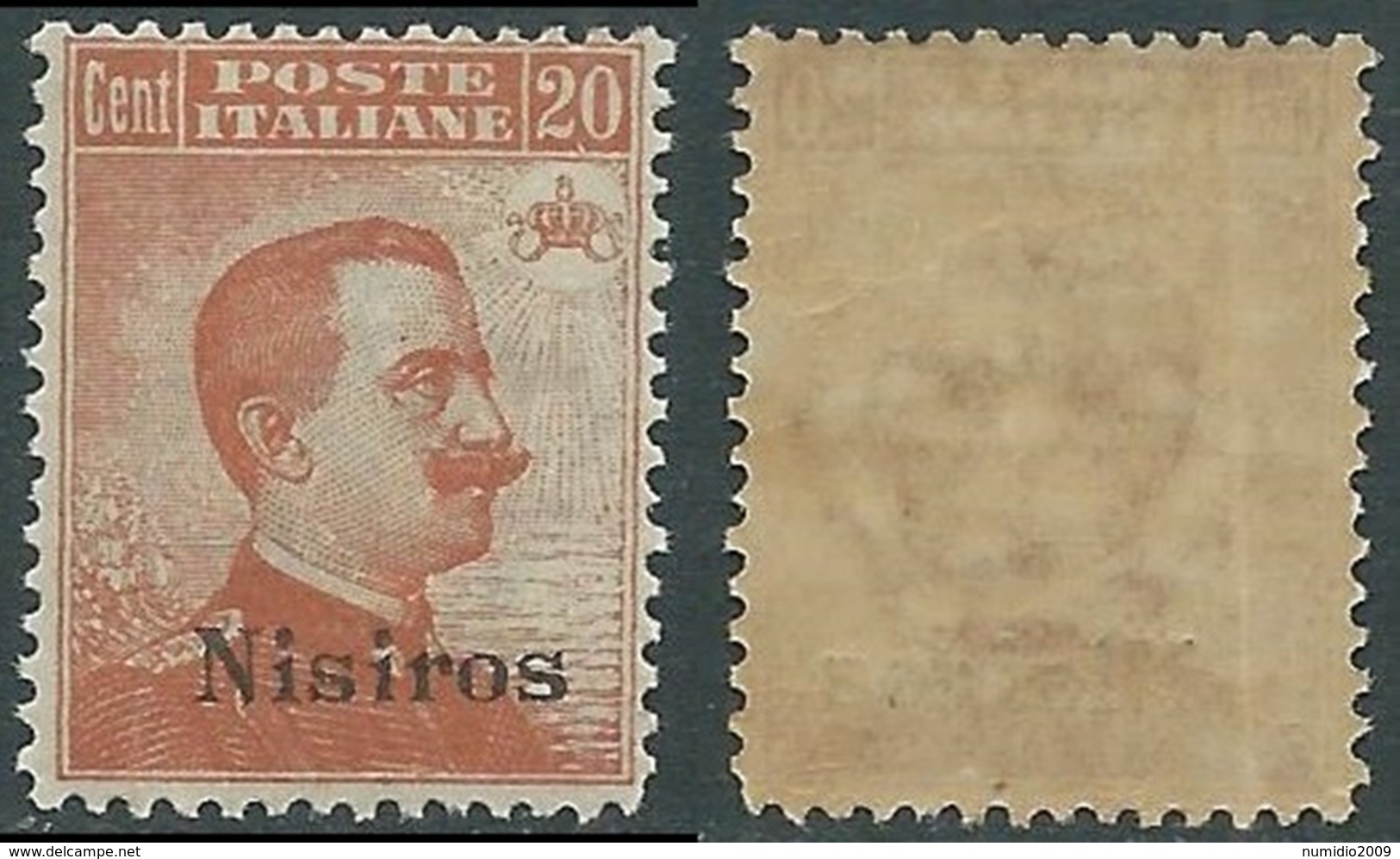 1921-22 EGEO NISIRO EFFIGIE 20 CENT MNH ** - E154-3 - Egée (Nisiro)