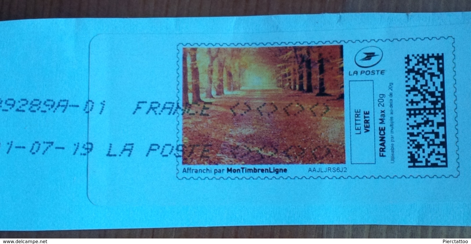 Timbre En Ligne "Paysage D'automne " (Lettre Verte) - France - Timbres à Imprimer (Montimbrenligne)