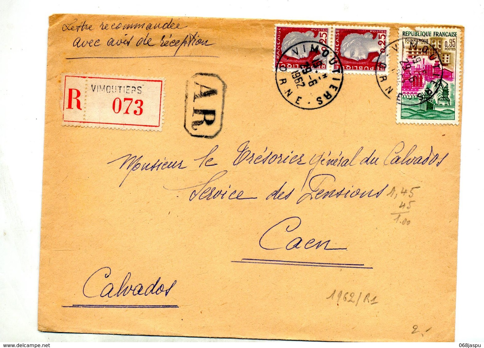 Lettre Recommandée Vimoutiers Sur Dunkerque Decaris - Manual Postmarks