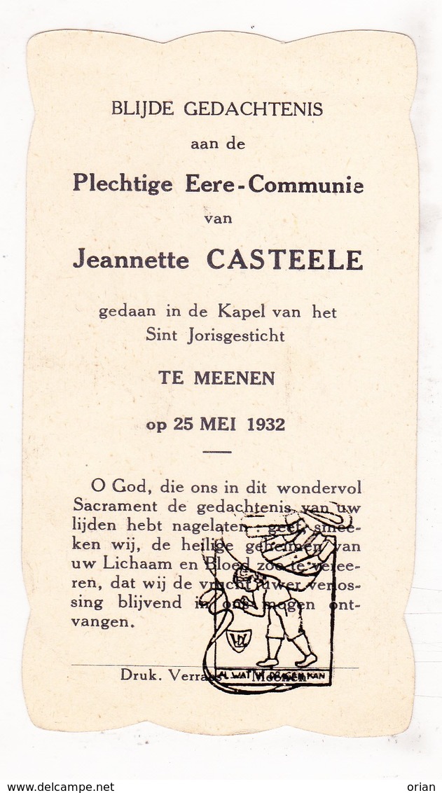 Plechtige Communie - Jeanette Casteele - Menen Menin 1932 - Communion