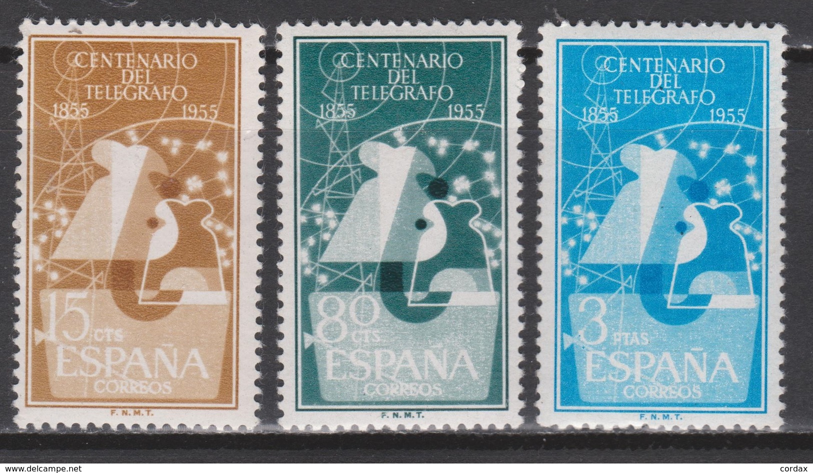 1955 CENTENARIO DEL TELÉGRAFO SERIE NUEVA**. 41 € - Usados