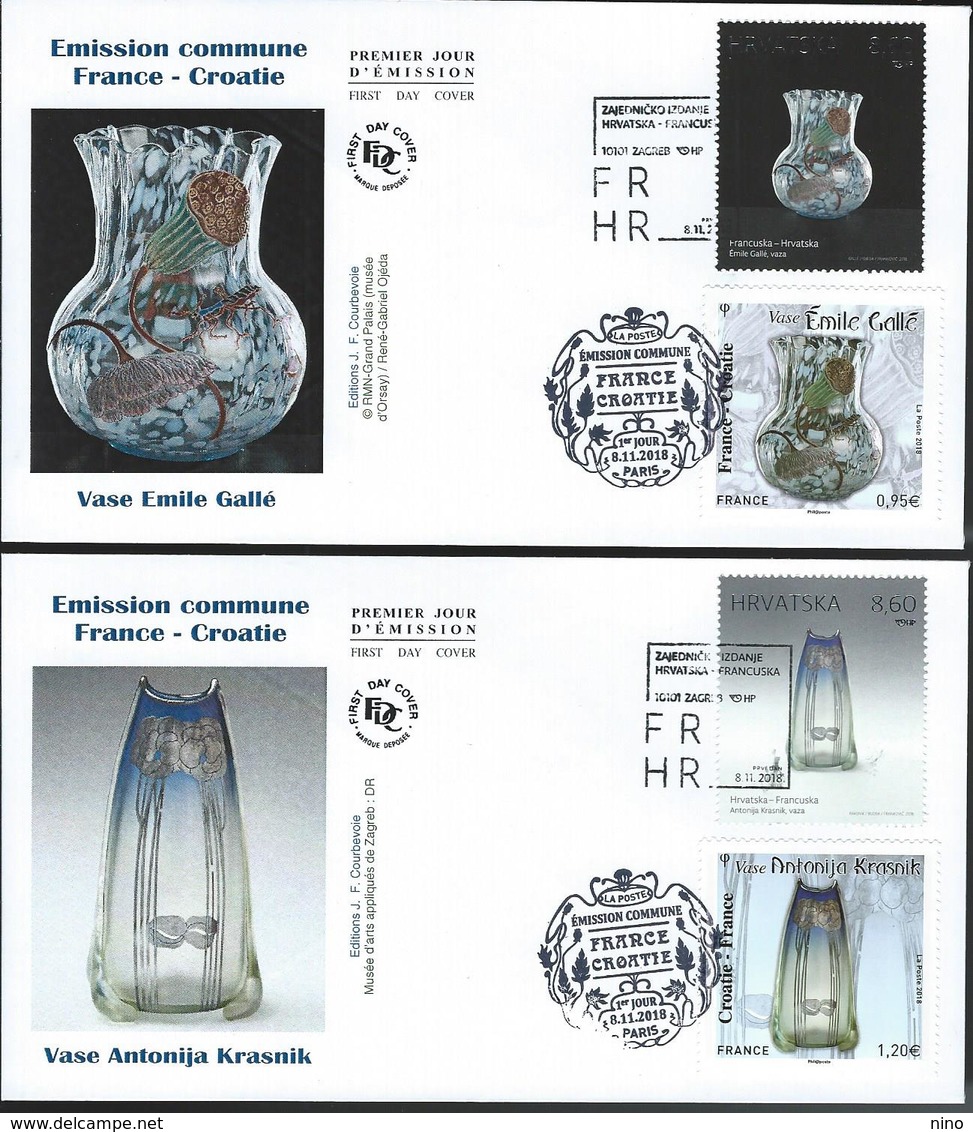 Croatia-France. Mixed FDC. Vases. Joint Issue Of. 2018 - Joint Issues