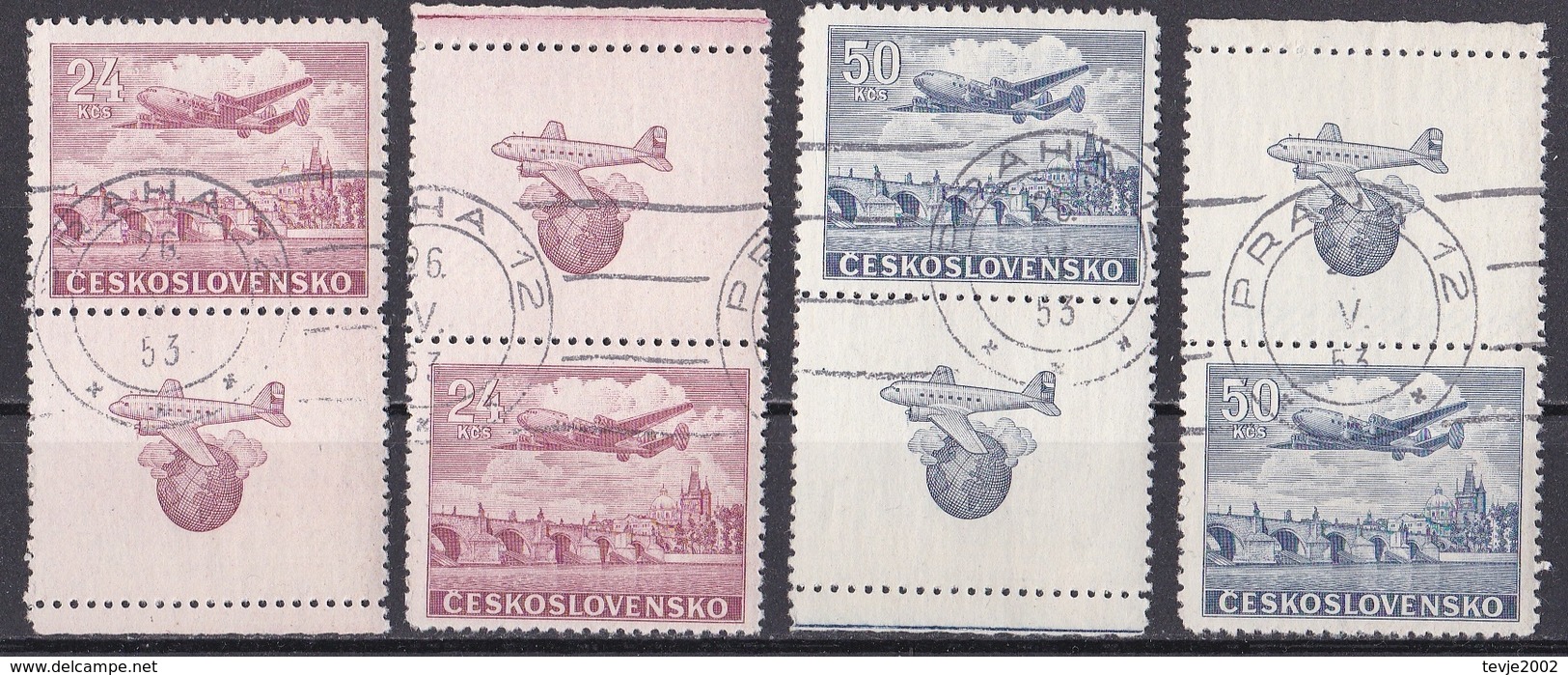 Tschechoslowakei 1946 - Mi.Nr. 499 - 500 Zf - Gestempelt Used Mit Zierfeld - Used Stamps