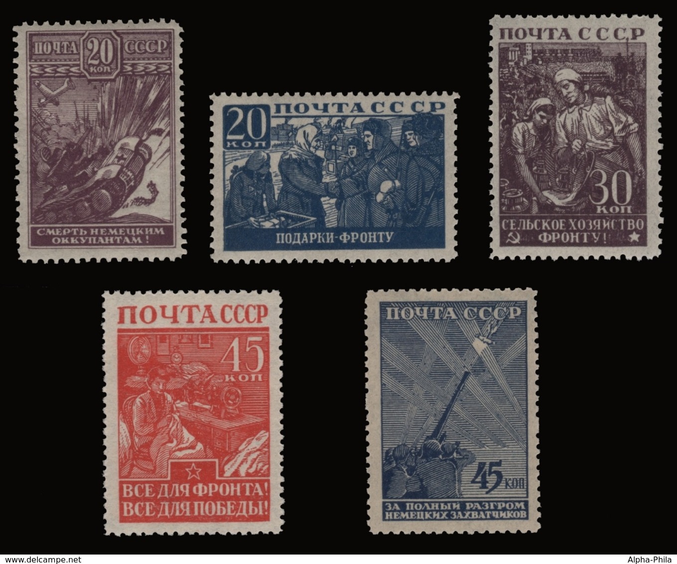 Russia / Sowjetunion 1942 - Mi-Nr. 842-846 ** - MNH - Vaterländischer Krieg - Ungebraucht