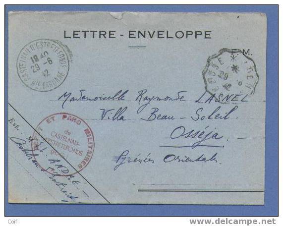 Lettremet Convoyeur Stempel AGEN A TOULOUSE, Met Stempel DEPOT ET PARC MILITAIRES / De CASTELINEAU-d'ESTRETEFONDS - Guerre De 1939-45