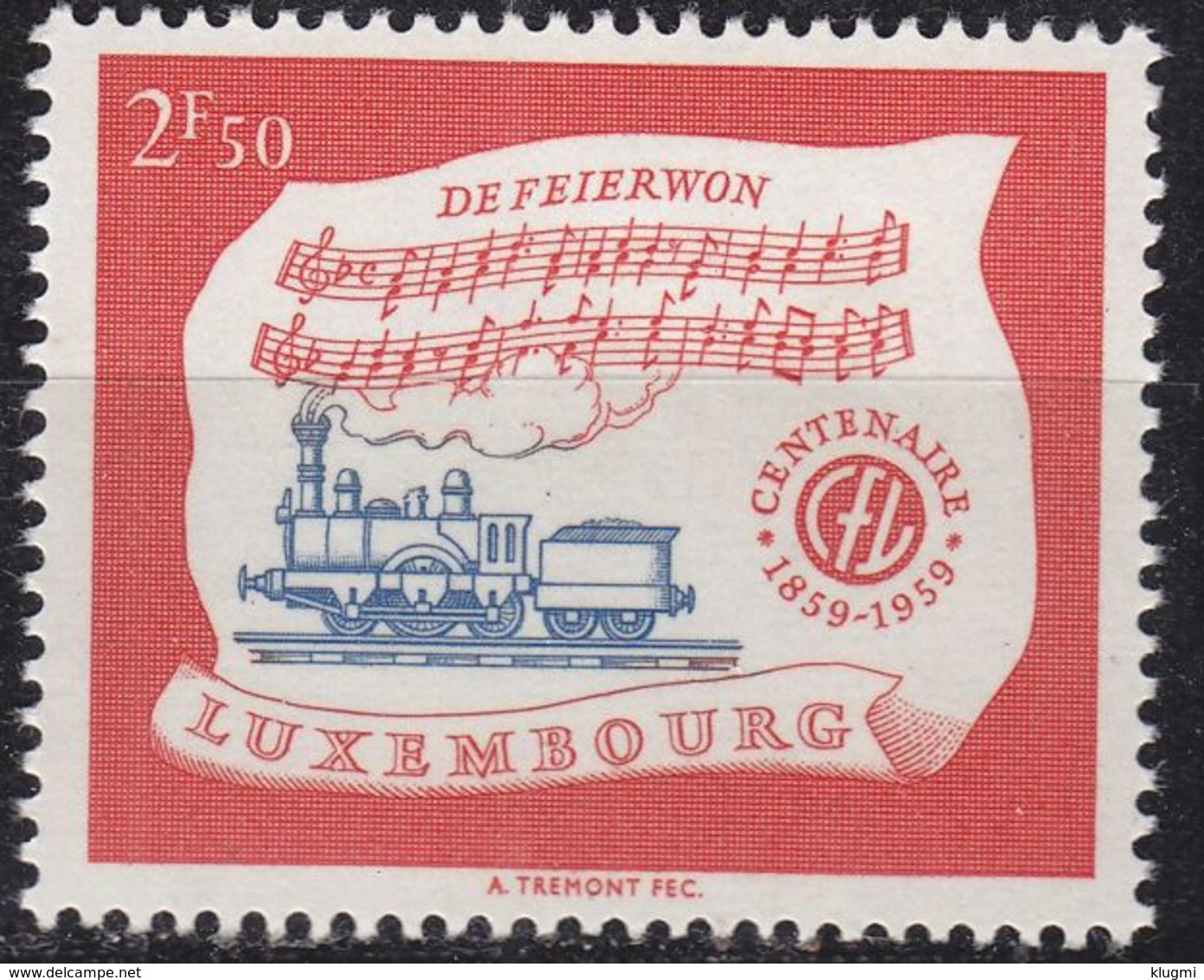 LUXEMBURG LUXEMBOURG [1959] MiNr 0611 ( **/mnh ) Eisenbahn - Ungebraucht