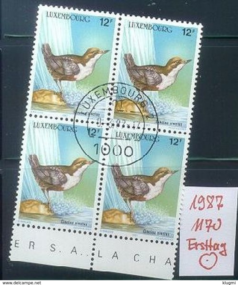 LUXEMBURG LUXEMBOURG [1987] MiNr 1169 4er ( O/used ) [01] Tiere Ersttag-O - Gebraucht