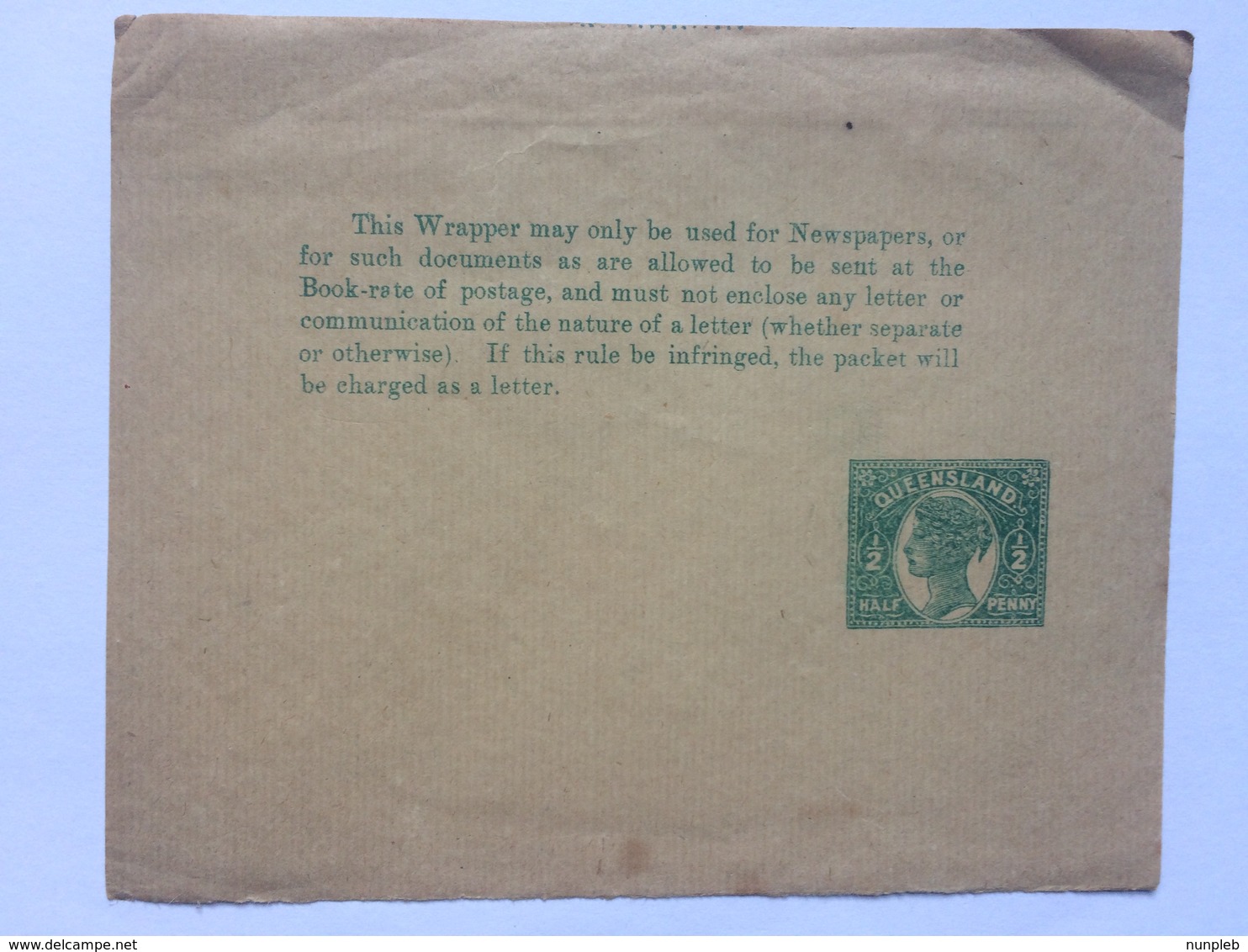 QUEENSLAND Victoria 1/2d Newspaper Wrapper Unused - Covers & Documents