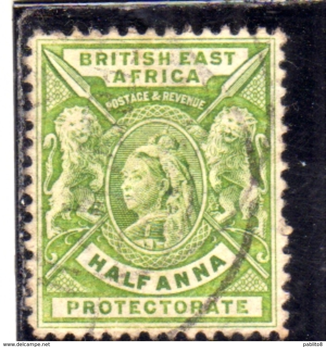 BRITISH EAST AFRICA ORIENTALE BRITANNICA 1896 1903 QUEEN VICTORIA AND BRITISH LIONS HALF ANNA 1/2a USATO USED OBLITERE' - Africa Orientale Britannica