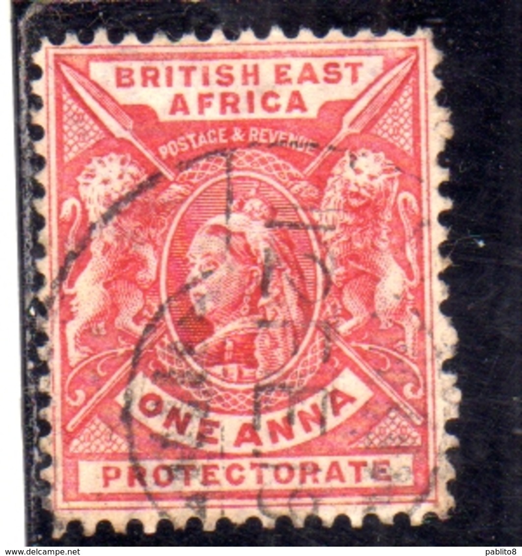 BRITISH EAST AFRICA ORIENTALE BRITANNICA 1896 1903 QUEEN VICTORIA AND BRITISH LIONS ONE ANNA 1a USATO USED OBLITERE' - Africa Orientale Britannica