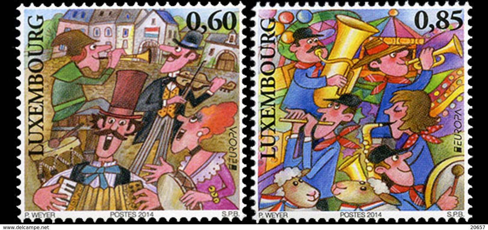 LUXEMBOURG 1950/52 Europe, élection, Europa, Musique, Accordeon, Violon, Saxophone - 2014
