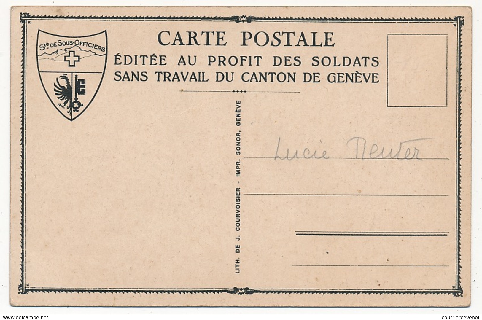 CPA - SUISSE - Carte Postale éditée Au Profit Des Soldats Sans Travail Du Canton De Genève - Genève