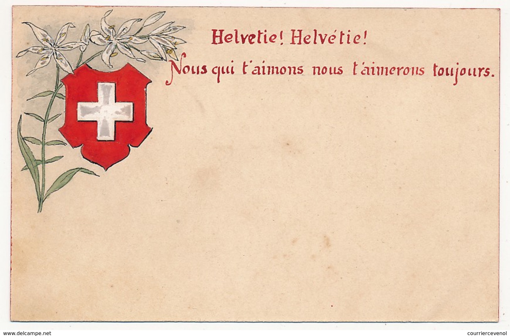 3 CPA - SUISSE - Trois Cartes Dessinées - Blason Et Drapeaux Suisses, Devises Patriotiques - Other & Unclassified