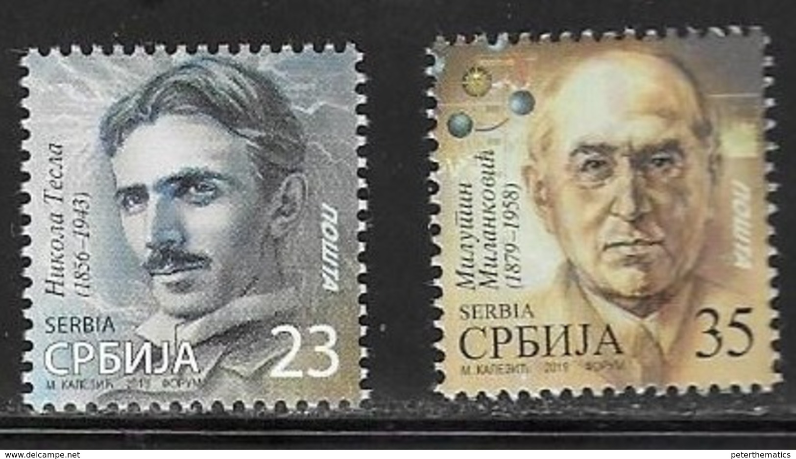 SERBIA, 2019, MNH, NIKOLA TESLA, MILUTIN MILANKOVIC, FAMOUS ENGINEERS, SCIENTISTS, 2v - Other & Unclassified