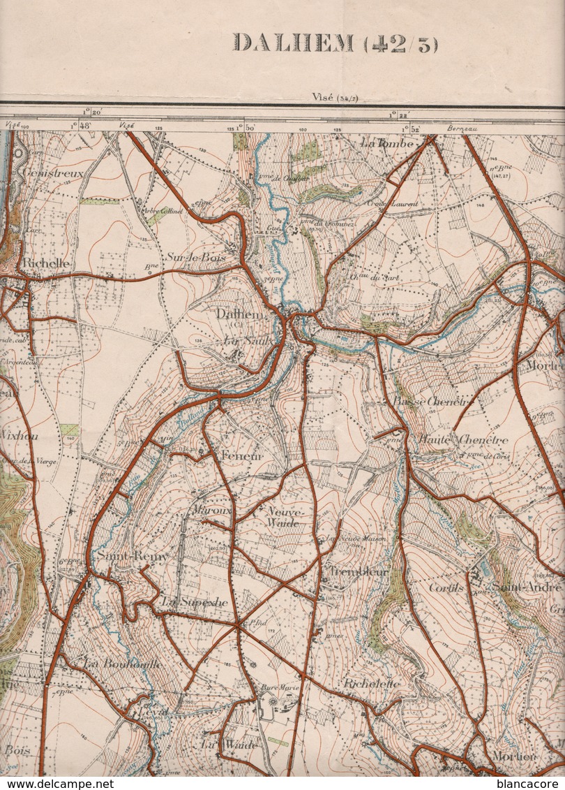 Dalhem Mortroux Richelle Barchon Tignée Cerexhe Heuseux Melen Housse Saive Feneur Trembleur  Carte Militaire 1937 - Cartes Géographiques