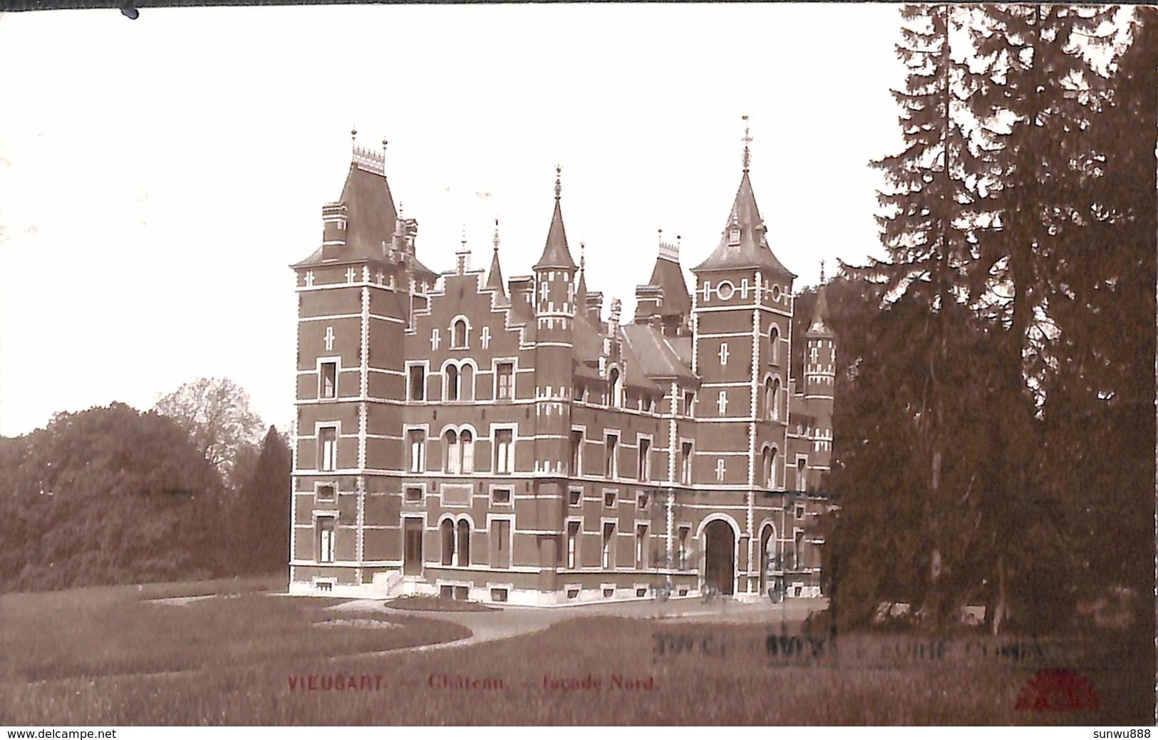 Vieusart - Château - Façade Nord (sépia, 1934) - Chaumont-Gistoux