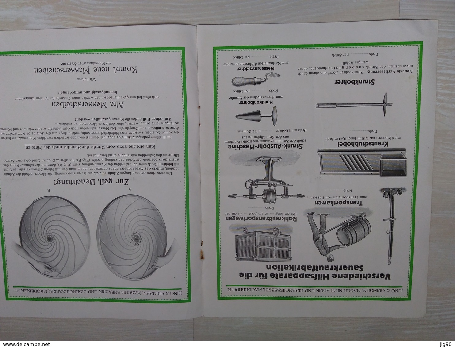 Document Jung And Grimsen, Maschinenfabrik Fur Die Sauerkraut (choucroute) Und Die Gurken-Konservierung 192x - Materiale E Accessori