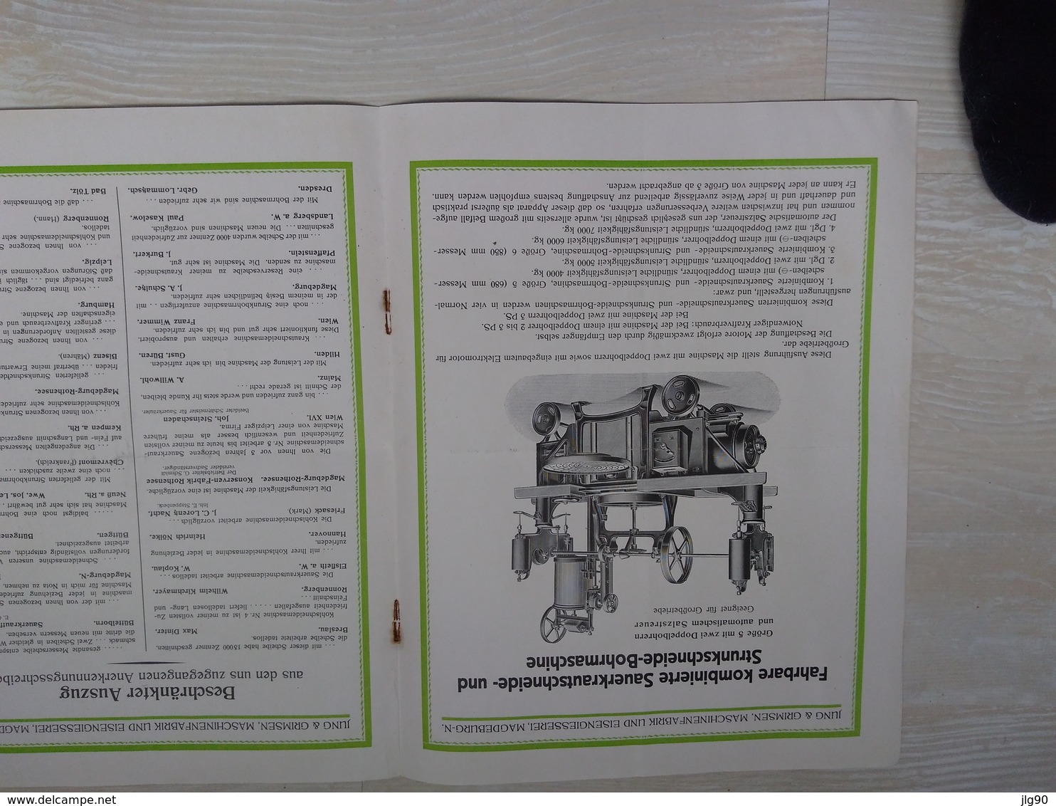 Document Jung And Grimsen, Maschinenfabrik Fur Die Sauerkraut (choucroute) Und Die Gurken-Konservierung 192x - Matériel Et Accessoires