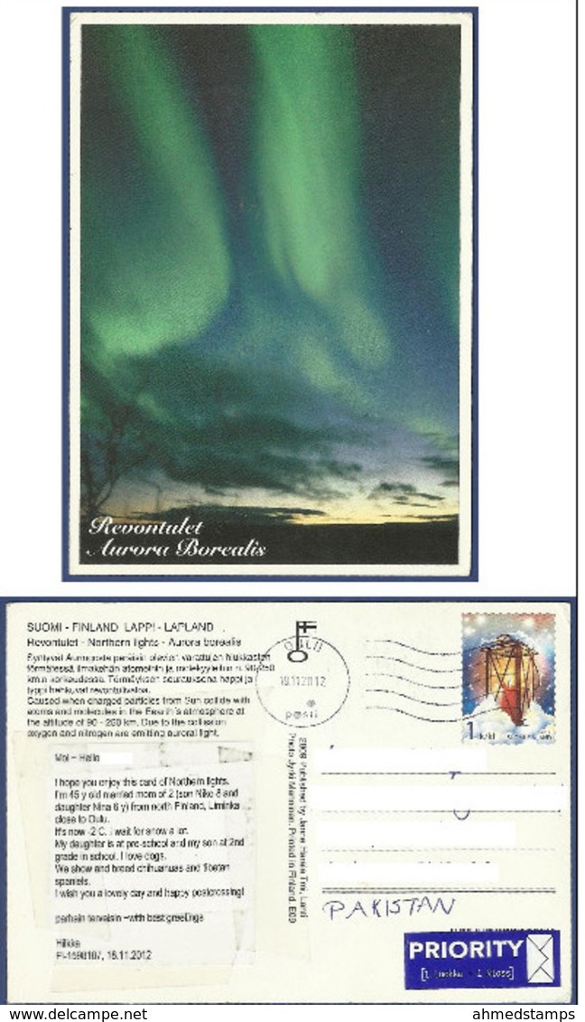 SUOMI FINLAND POSTAL USED AIRMAIL POSTCARD TO PAKISTAN  POST CARD WITH STAMP - Covers & Documents