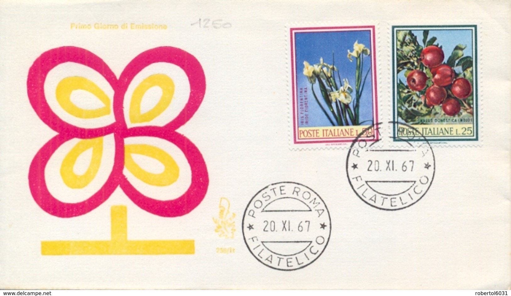 Italia Italy 1967 FDC VENETIA Flora Italiana Melo Iris Florentina Apples Florentine Iris - Altri & Non Classificati