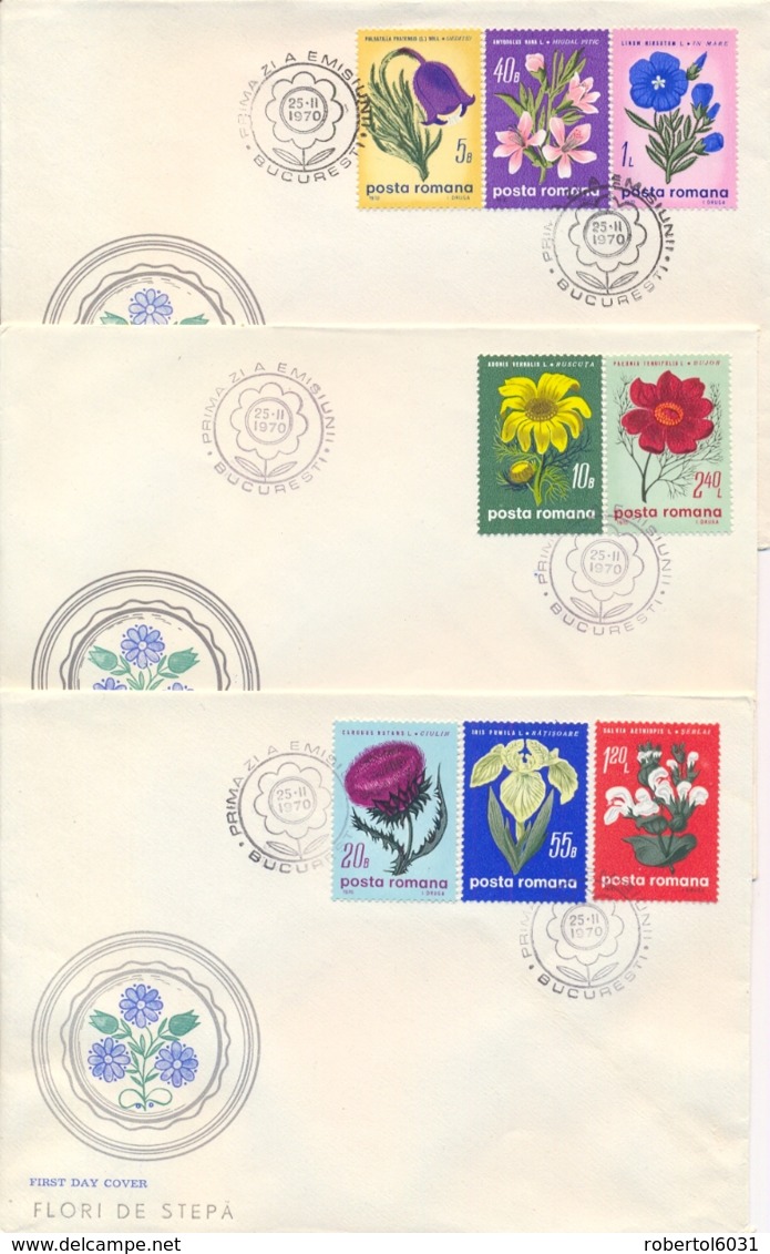 Romania 1970 FDC Flowers Of Steppe On 3 Covers - Altri & Non Classificati