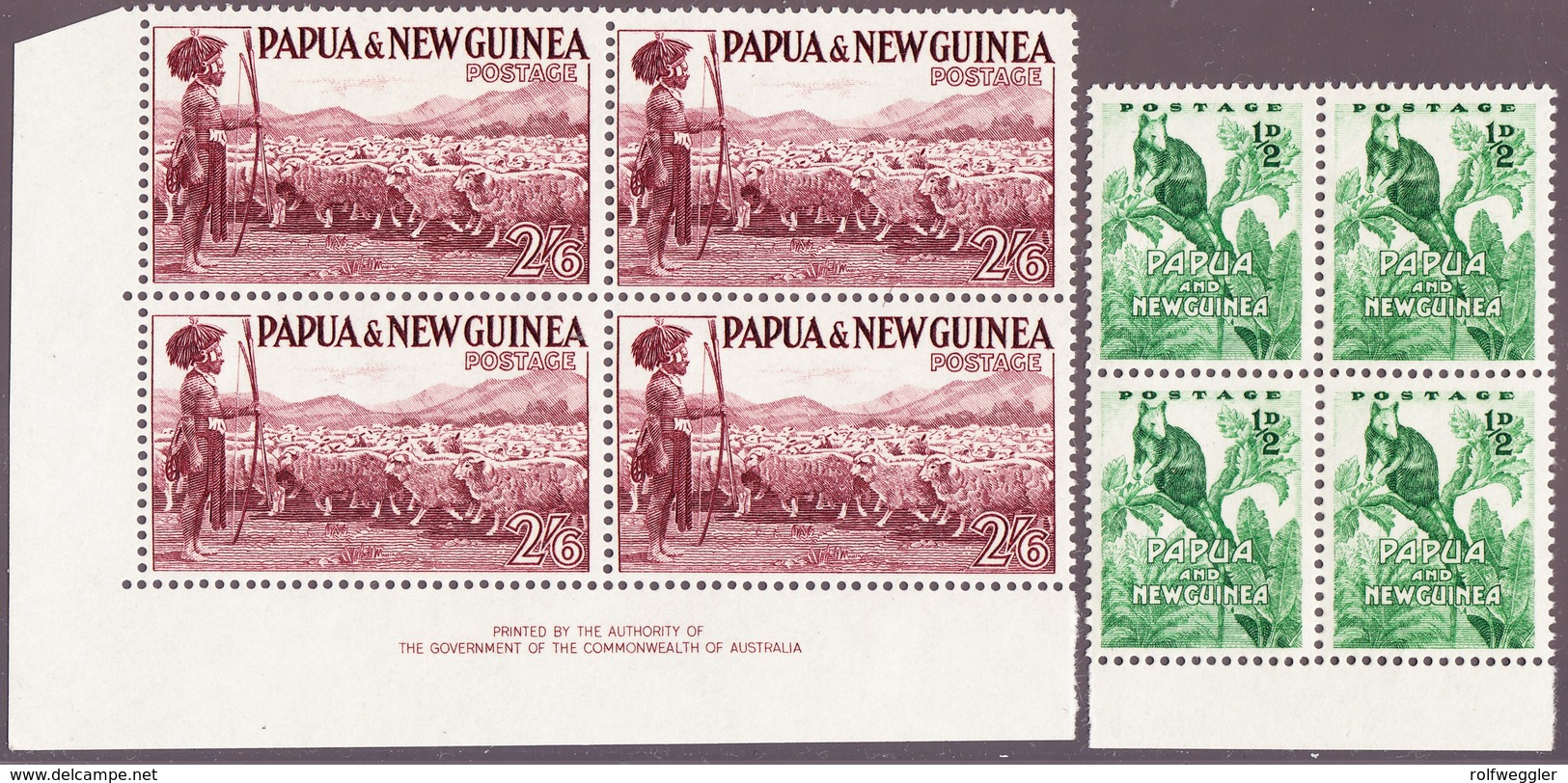 1952 Sechs 4er Blocks Teils Mit Bogeninschrift Postfrisch; Keine Komplette Serie - Papouasie-Nouvelle-Guinée