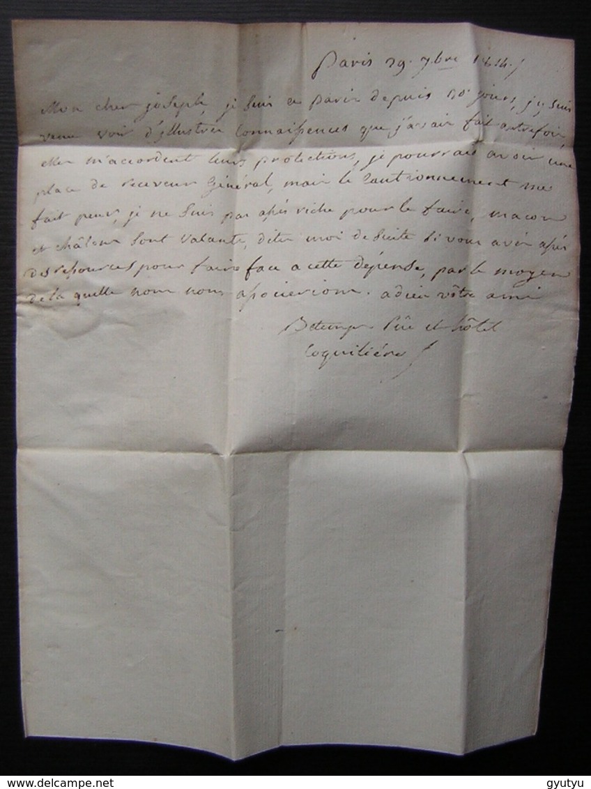1814 Lettre Avec P Orange Et Date Au Tampon à L'arrière, Pour Joseph Davet à Charou Près Macon - 1801-1848: Precursors XIX