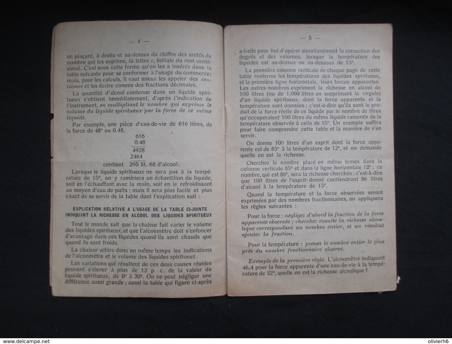 VP Brochure (M1911) L'ALCOOMèTRE CENTéSIMAL (2 Vues) Instruction à L'usage De - DOOMS 1914 - Autres & Non Classés