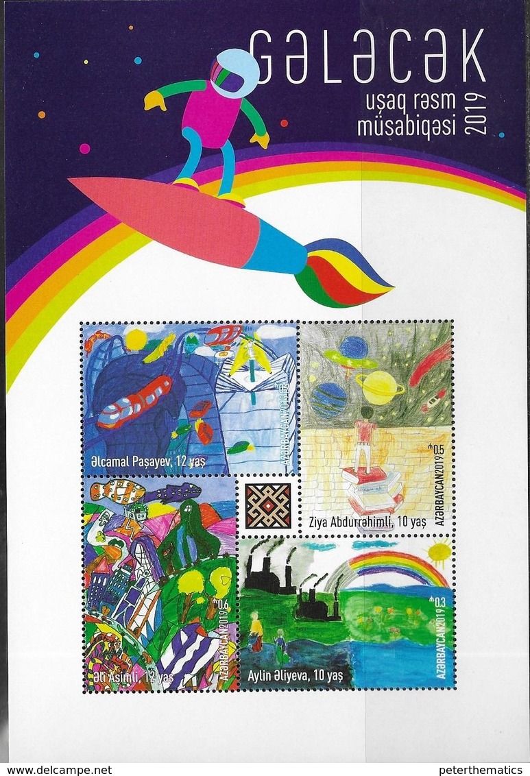 AZERBAIJAN, 2019, MNH,CHILDREN'S PAINTING COMPETITION, TRAINS, FISH, SPACE, ENVIRONMENT, SHEETLET - Other & Unclassified