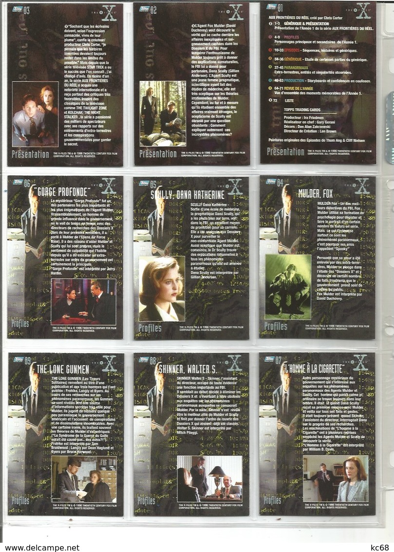 Série 1996 The X-Files  9 Cartes (2) - X-Files