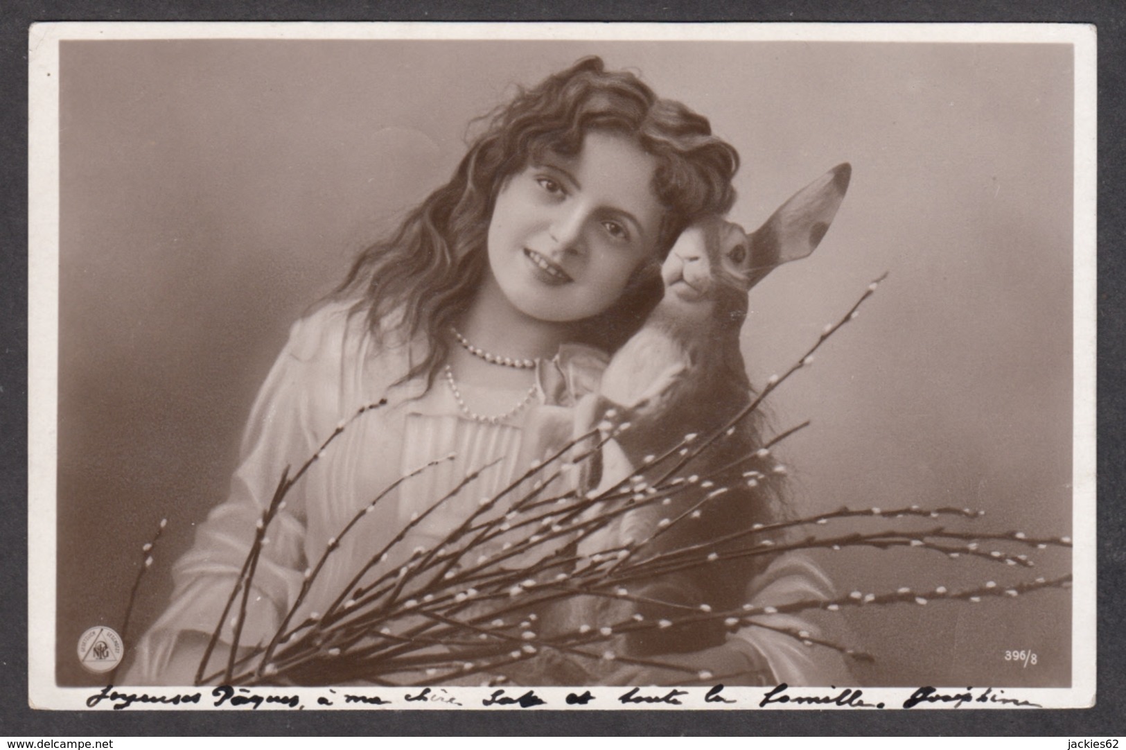 96411/ PAQUES, Ostern, Jeune Fille Avec Un Lapin - Pascua