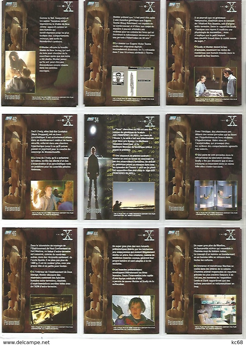 Série 1996 The X-Files  9 Cartes (3) - X-Files