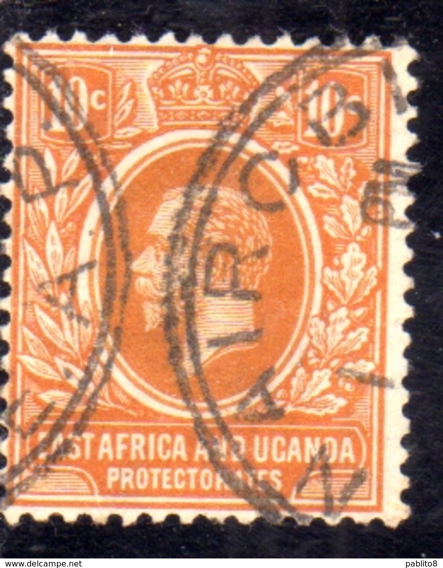 EAST AFRICA ORIENTALE & UGANDA PROTECTORATES 1912 1918 KING KING GEORGE V RE GIORGIO 10c USATO USED OBLITERE' - Protettorati De Africa Orientale E Uganda