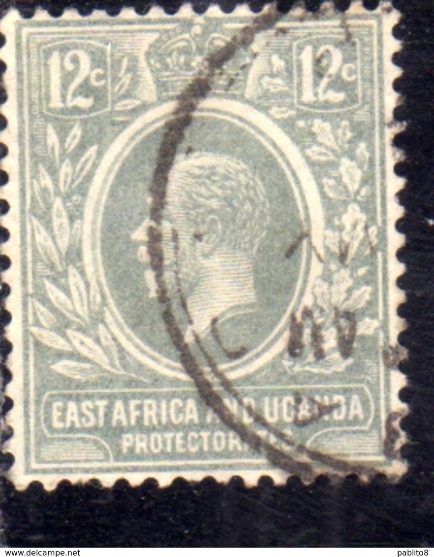 EAST AFRICA ORIENTALE & UGANDA PROTECTORATES 1912 1918 KING KING GEORGE V RE GIORGIO 12c USATO USED OBLITERE' - Protettorati De Africa Orientale E Uganda