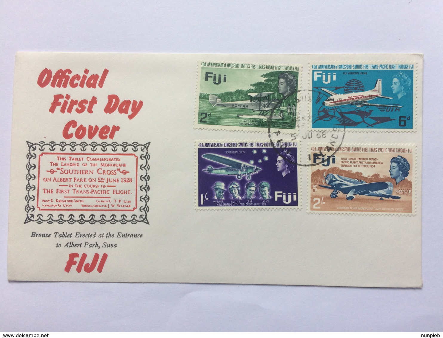 FIJI FLIGHT FIRST DAY COVER 1968 - Fiji (1970-...)