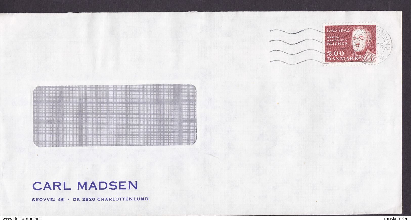 Denmark CARL MADSEN Skovvej 46, Tms Cds. CHARLOTTENLUND 1983 Cover Brief Steen Steensen Blicher Stamp - Briefe U. Dokumente