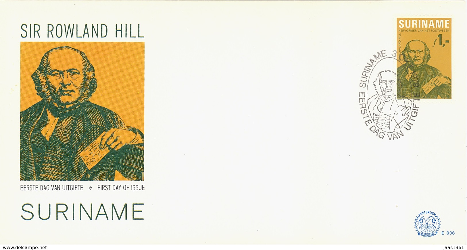 SURINAME. FDC SIR ROWLAND HILL. 1979 - Surinam