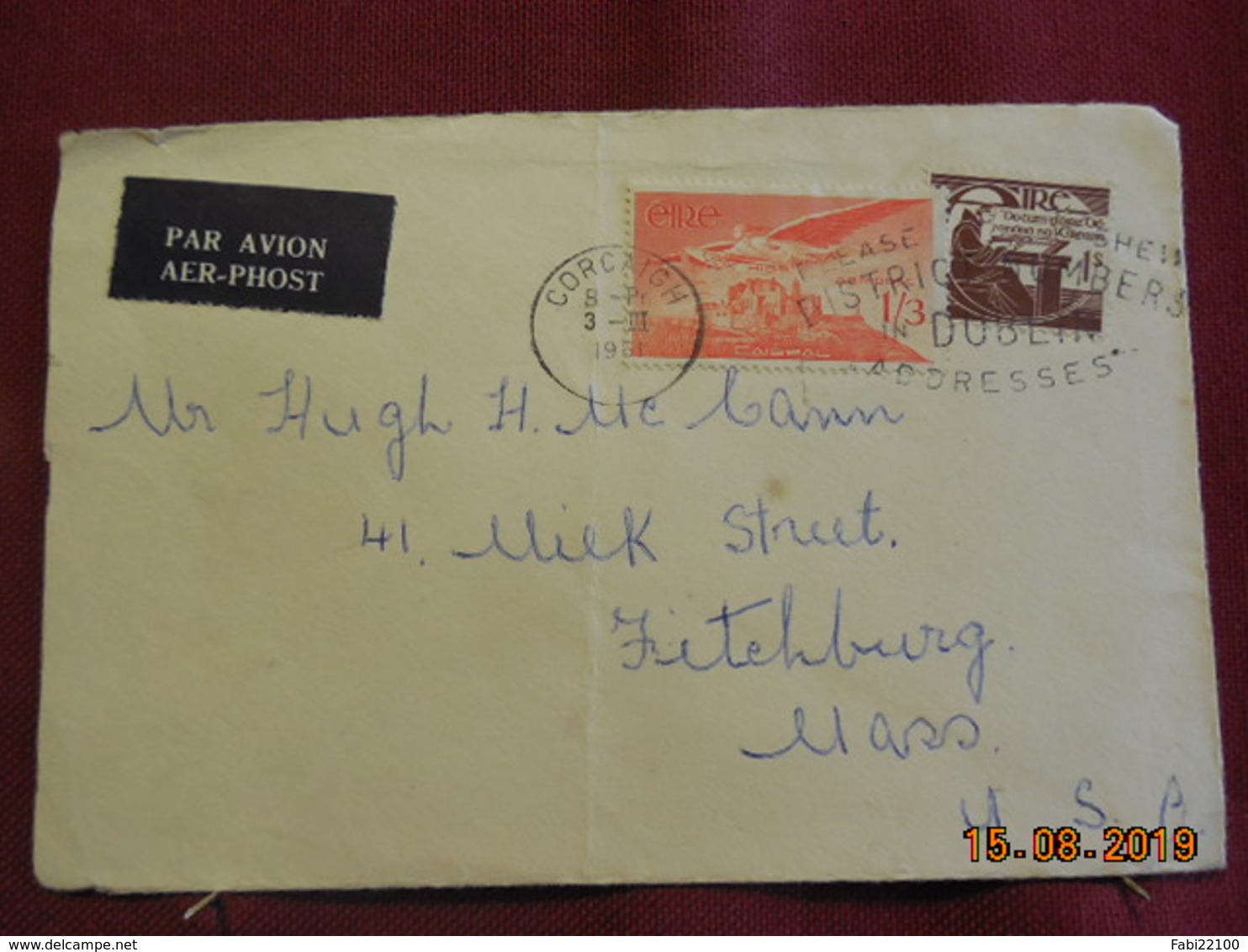 Lettre De 1961 D'Irlande à Destination Des USA Avec Poste Aerienne - Storia Postale