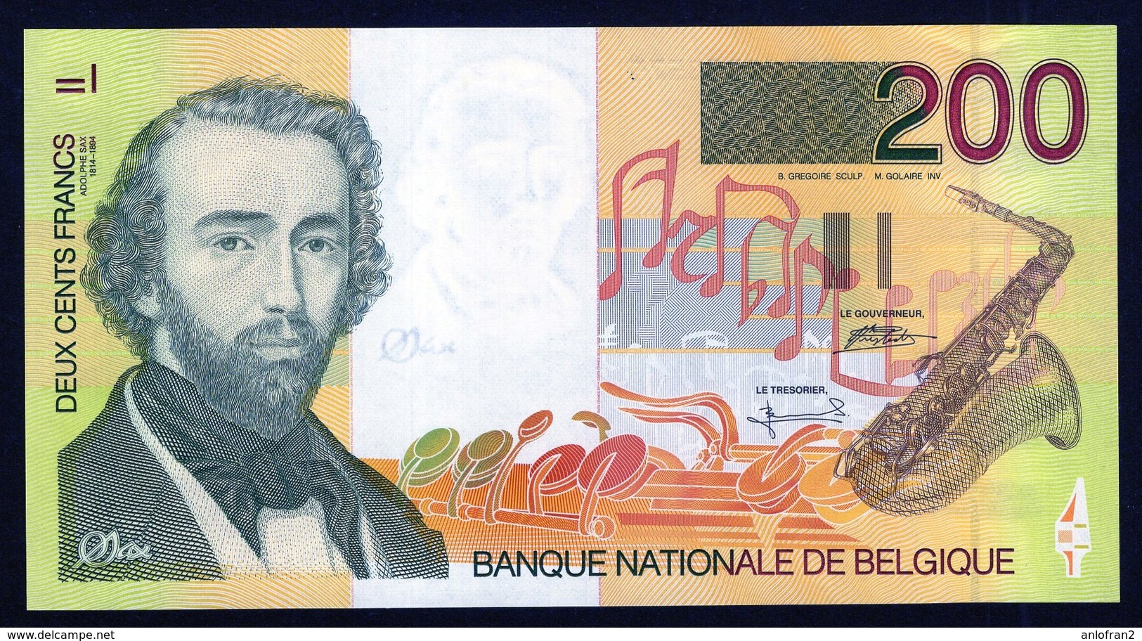 BELGIQUE - BELGIE - 200 F- ADOLPHE SAX - 1995 - UNC / NEUF - Autres & Non Classés