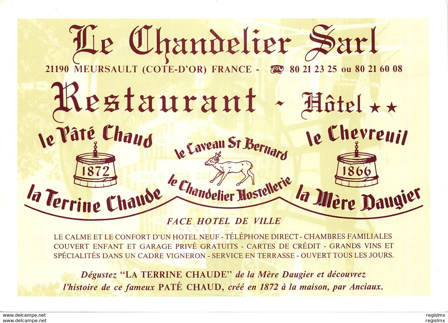 21-MEURSAULT-RESTAURANT LE CHANDELIER-N°527-A/0355 - Meursault